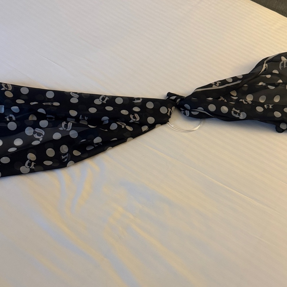 Karl Lagerfeld Black Scarf with White Dots - Picture 6 of 9